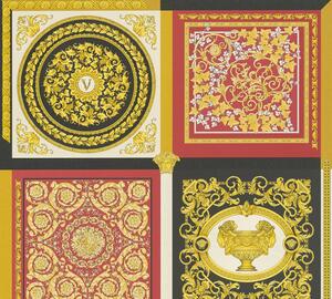 A.S. Création | Vliesová tapeta na stenu VERSACE 38704-6 | 0,70 x 10,05 m | červená, čierna, žltá
