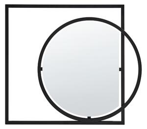 Nástenné zrkadlo čierna železo sklo 70 x 79 cm nepravidelný tvar maľovaný povrch geometrický dizajn moderný industriálny štýl doplnky