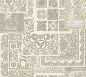 A.S. Création | Vliesová tapeta na stenu Versace 37048-5 | 0,70 x 10,05 m | biela, šedá, metalická