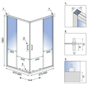 Rea City, sprchovací kút s posuvnými dverami 90x90cm, 5/4mm číre sklo, zlatý matný profil, REA-K6443