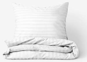 Goldea damaškové posteľné obliečky - biele prúžky so saténovým leskom 200 x 200 a 2ks 70 x 90 cm