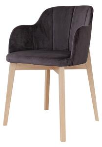 Čalúnená stolička sivá s drevenými nohami RIV97 Fondo