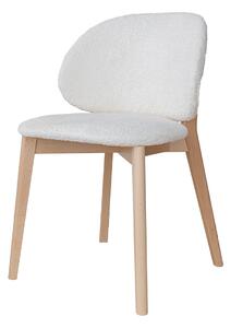 Čalúnená stolička krémová s drevenými nohami CM01 Pecora
