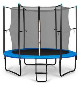 KLARFIT Rocketboy 250, 250 cm trampolína, vnútorná bezpečnostná sieť, široký rebrík, modrá