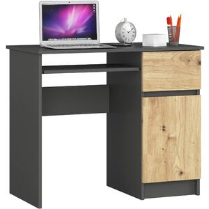 Ak furniture Písací stôl PIKSEL 90 cm grafitovo sivý/dub artisan pravý