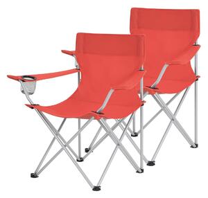 SONGMICS Skladacia stolička - červená - 84x52x81 cm - 2 ks