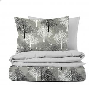 #Ervi bavlnené obliečky DUO - stromy na šedom/svetlo šedé 200x220cm