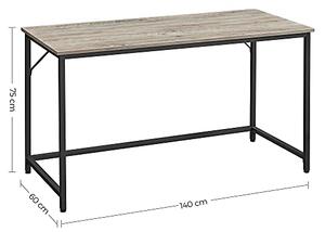 VASAGLE Písací stôl - čierna / biela - 140x75x60 cm