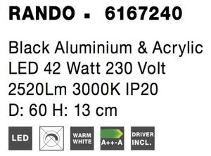 Moderné stropné svietidlo Rando 60 3000K čierna