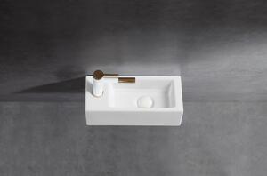 CERANO - Keramické umývadlo Roberto, závesné ľavé - biela lesklá - 36,5x18 cm