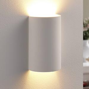 Lindby Nástenné svietidlo Colja, okrúhle, výška 16 cm, omietka, biele, Biela / opálová, Obývacia izba / jedáleň, Sadra / hlina, Moderný, Nástenné svietidlo