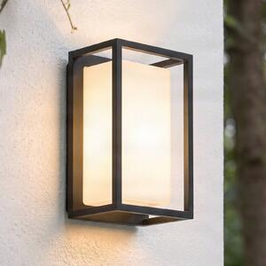 Lucande LED vonkajšie nástenné svietidlo Ilirian, antracit, hliník, 15 cm, Čierna, Hliník, Moderný, Nástenné svietidlo