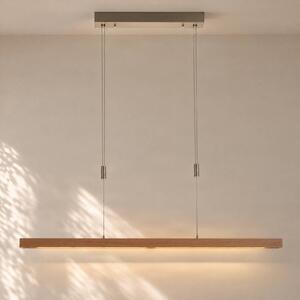 Quitani LED závesné svietidlo Nora, dub prírodný, dĺžka 118 cm, Svetlé drevo, Obývacia izba / jedáleň, Drevo, Moderný, Závesné svietidlo