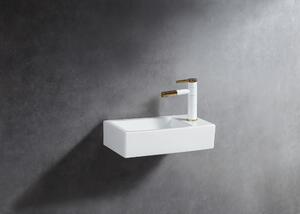 CERANO - Keramické umývadlo Roberto, závesné pravé - biela lesklá - 36,5x18 cm
