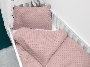 Biante Detské posteľné obliečky do postieľky Minky 3D bodky MKP-051 Staroružové Do postieľky 90x120 a 40x60 cm
