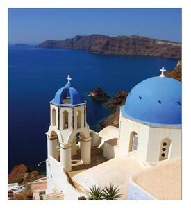DIMEX | Vliesová fototapeta na stenu Santorini MS-3-0199 | 225 x 250 cm | modrá, krémová, hnedá