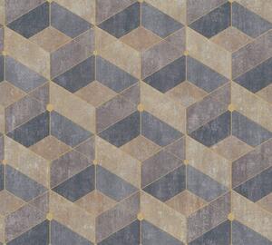 A.S. Création | Vliesová tapeta na stenu Titanium 3 38202-2 | 0,53 x 10,05 m | zlatá, hnedá, šedá