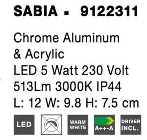 Moderné nástenné svietidlo Sabia 12 Chrome