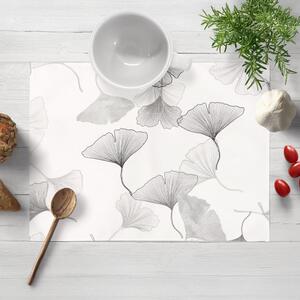 Biante Bavlnené prestieranie na stôl Sandra SA-512 Sivo-biele ginkgo listy na bielom 30x40 cm