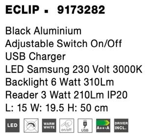 Moderné nástenné svietidlo Eclip 15 čierne