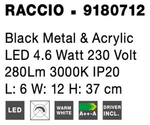 Dizajnové nástenné svietidlo Raccio A 6 čierne