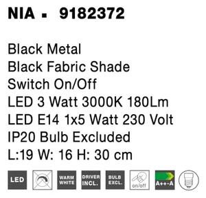 Dizajnové nástenné svietidlo Nia 19 čierne