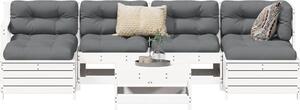 Maison Exclusive - 7-dielna záhradná súprava pohoviek biela masívna borovica