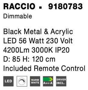 LED luster Raccio 85 čierne s diaľkovým ovládaním