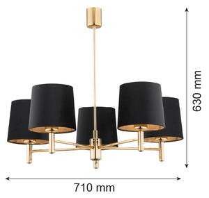 Brilagi - Stropné svietidlo na tyči MONTE 5xE27/15W/230V čierna/zlatá