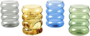 Súprava ručne fúkaných farebných pohárov na vodu Bubbly, 4 diely