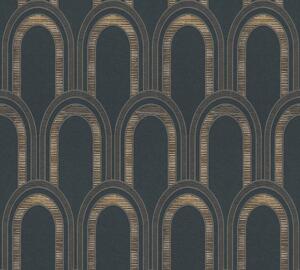 A.S. Création | Vliesová tapeta na stenu AP Arcade 39176-2 | 0,53 x 10,05 m | zlatá, čierna, hnedá