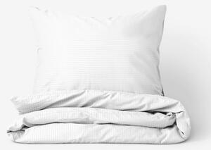 Goldea damaškové posteľné obliečky - tenké biele prúžky so saténovým leskom 140 x 200 a 70 x 90 cm
