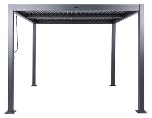 Pergola čierna kov hliníkový rám tienidlo 310 x 310 cm altánok moderný industriálny štýl záhrada