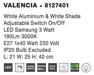 Moderné nástenné svietidlo Valencia A 21 biele