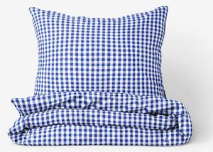 Goldea tradičné bavlnené posteľné obliečky - modré a biele kocky 140 x 200 a 70 x 90 cm