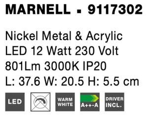 LED nástenné svietidlo Marnell 37.6 nikel