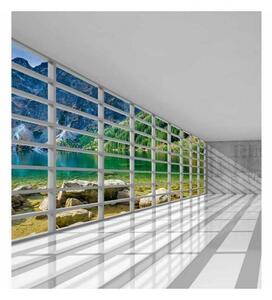 DIMEX | Vliesová fototapeta na stenu Interiér s výhľadom MS-3-0039 | 225 x 250 cm | biela, šedá, viacfarebná
