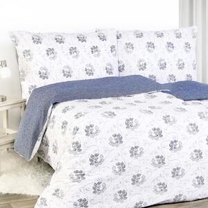 Goldea krepové posteľné obliečky - tmavo modré kvetované ornamenty s geometrickými tvarmi 140 x 220 a 70 x 90 cm