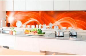 DIMEX | Fototapeta do kuchyne Oranžová abstrakcia KI-350-037 | 350 x 60 cm | červená, biela, oranžová