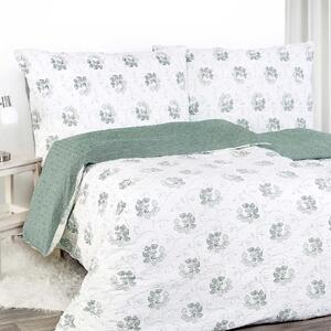 Goldea krepové posteľné obliečky - tmavo zelené kvetované ornamenty s geometrickými tvarmi 140 x 220 a 70 x 90 cm