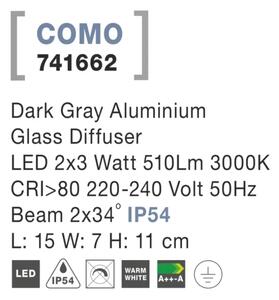 Vonkajšie LED svietidlo Como 15 tmavo sivé