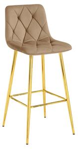 Barová stolička NADO zamatová, hnedá / zlatá