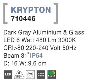 Vonkajšie LED svietidlo Krypton 16 tmavo sivé