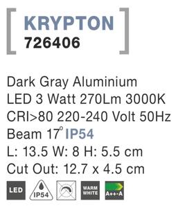 Vonkajšie LED svietidlo Krypton 13.5 tmavo sivé