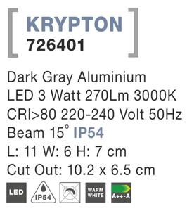 Vonkajšie LED svietidlo Krypton 11 tmavo sivé