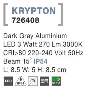 Vonkajšie LED svietidlo Krypton B 85 tmavo sivé