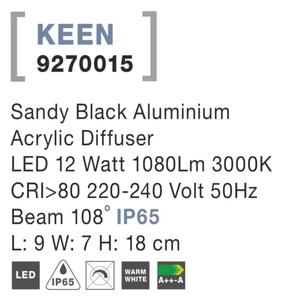 Vonkajšie LED svietidlo Keen 9 čierne