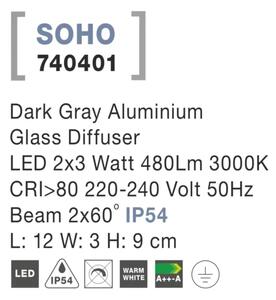 Vonkajšie LED svietidlo Soho 12 tmavo sivé