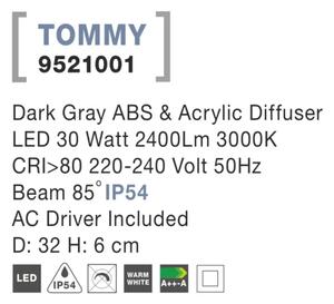 Vonkajšie LED svietidlo Tommy 32 tmavo sivé