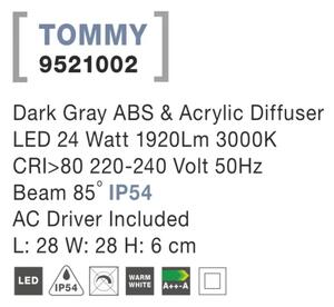 Vonkajšie LED svietidlo Tommy 28 tmavo sivé